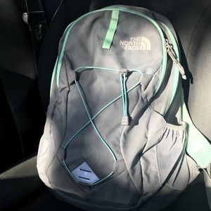 blue and gray northface backpack